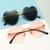 New Women's Heart-Shaped Rimless Metal Sunglasses - Trendy European and American Fashion