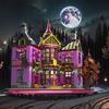 Kreative 1366Pcs Magic Shop Street View Modell Bausteine Architektur Lila Haus Moc Mini Ziegel Spielzeug Kinder Halloween Geschenk