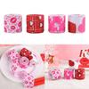 4 Rolls 5cm Valentines Day Wire Ribbon Gift Wrapping Ribbons for Wedding Wreath Hair Bows DIY Crafts with Heart Pattern