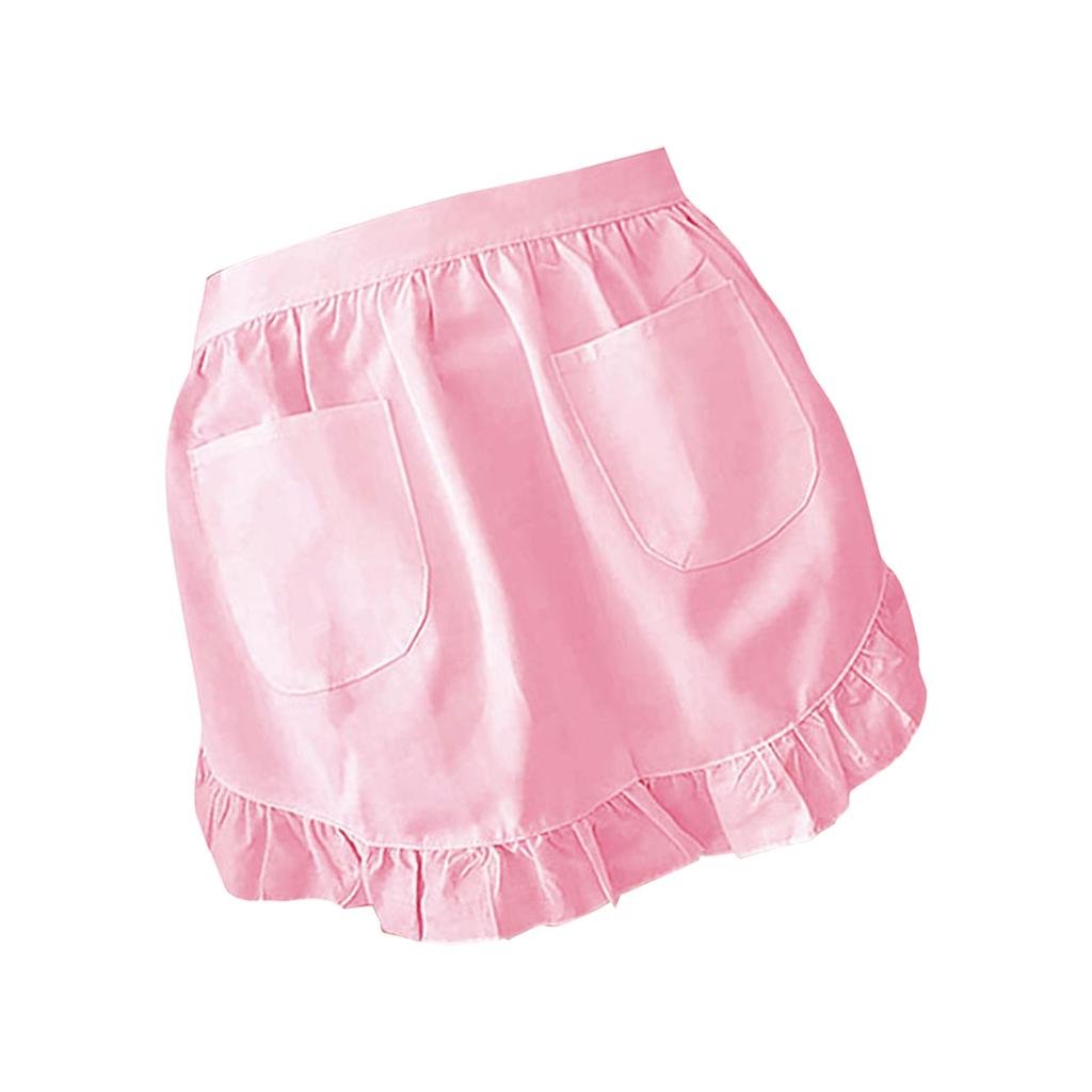 Grembiule da vita vintage da donna con tasche, design arricciato e fronzuto, costume da cameriera e cameriera, mezzo grembiule per cucina e pasticceria