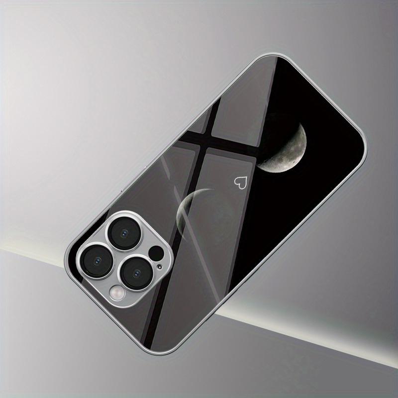 Simple Moon Love Pattern Tempered Glass Electroplated Phone Case For iPhone 17 Pro Max 11 12 13 14 15 16 Plus 16E 17 Air Cover