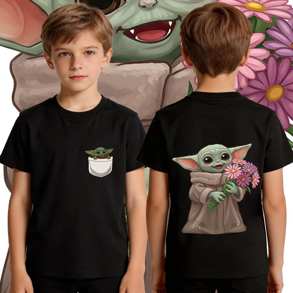 Boys Star Wars Yoda Tshirt Cotton Casual Kids T Shirt Toddler Short Sleeve Summer Clothing for Child