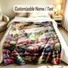 Gnome Theme Custom Blanket Personalized Name & Text Customized Soft Warm Throw Blanket Home Decor