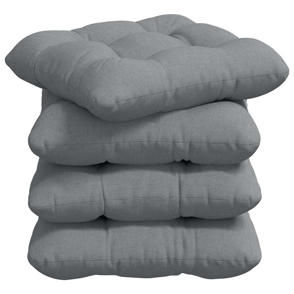 Seat Cushion Set 4 Pcs Light Grey 40 X 40 X 12 Cm Fabric