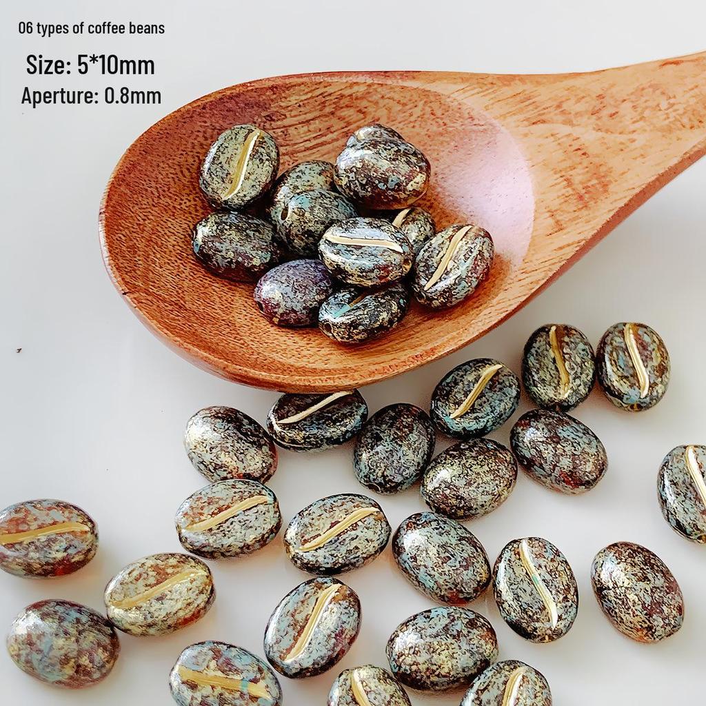 Picasso-Style Acrylic Coffee Bean Czech Beads for DIY Bracelets & Rings