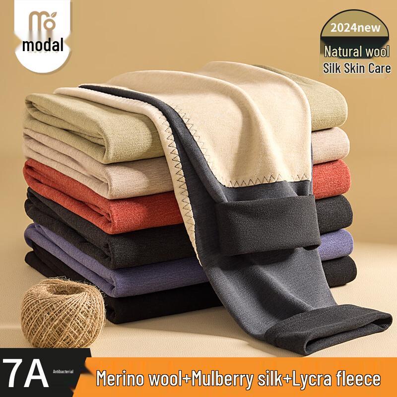 

Men s Modal Blend Fleece Thermal Pants with Knee Patches 2XL