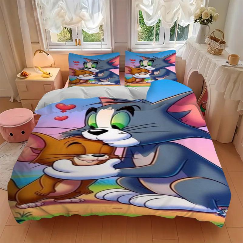 Tom Jerry Hug Print 3Pcs Bedding Setduvet Cover With 2 Bedropillowcase Home Birthday Gift