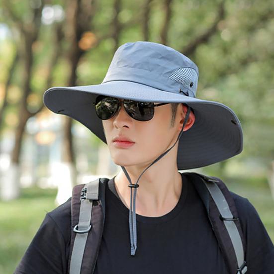 Adjustable Wide Brim Fisherman Hat Polyester Fiber 56 cm 1 Pc