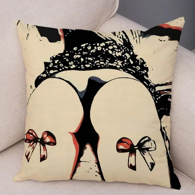 Home Decor Living Room Cartoon Sexy Lady Pillowcase Decoration Pretty Girl Ass Cushion Cover Sofa Car