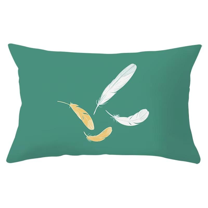 30X50cm Feather Pattern Printed Decorative Cushion Bedroom Living Room Backrest Home Rectangular Pillowcase