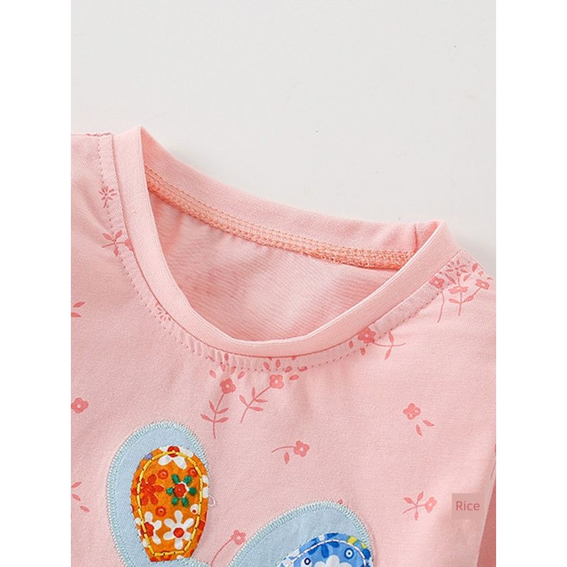 Girls' Cute Mouse Long-Sleeved T-Shirt, Spring and Autumn Pure Cotton, Little Girl's Inner Layering Shirt, Children's Baby Round Neck Top 6