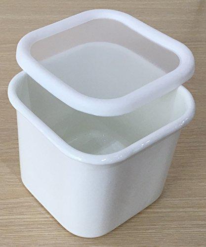 Pearl Metal Bran Kitchen Enamel Storage Container, Deep, 1400ml, White, HB-3635