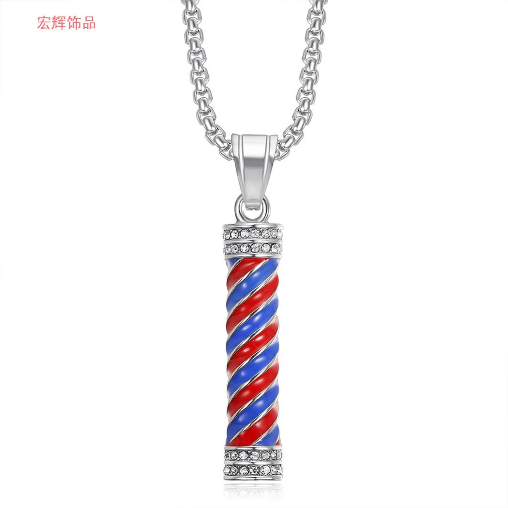 New Hip Hop Jewelry Titanium Steel Gold Plated Diamond Inlaid Rotating Light Pendant Necklace