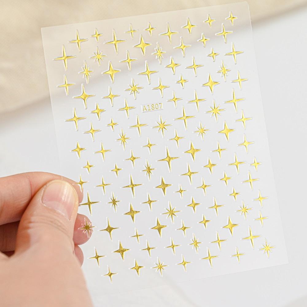9-Color Four-Pointed Star Nail Art Sticker Diy Plastic Nail Art Decorative Sticker Color Star Light Nail Art Sticker