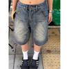 Amerikanisches Retro-Waschdesign gerade Fünf-Punkt-Jeans Herren und Damen Sommer Trendmarke Alte lockere lässige Shorts