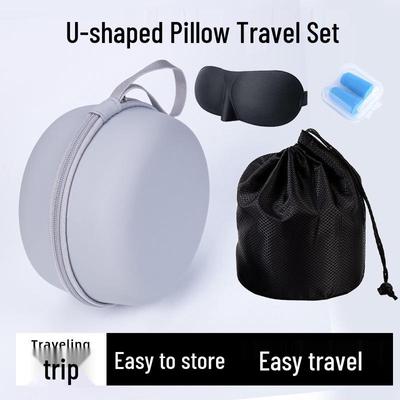 EVA U-Shaped Pillow Set: Includes 3D Eye Mask, Waterproof Storage Bag, Silent Earplugs, Drawstring Bag, and Gift Box.