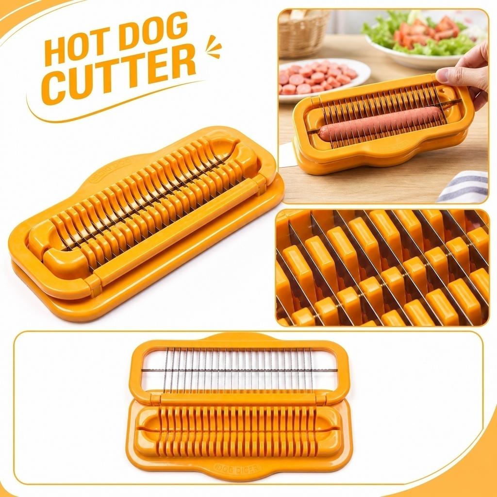 Hot Dog Slicer Sausage Cutter Banana Egg Slicer Kitchen Tool with Stainless Steel Blades for Even Slicing and Easy Food Preparation