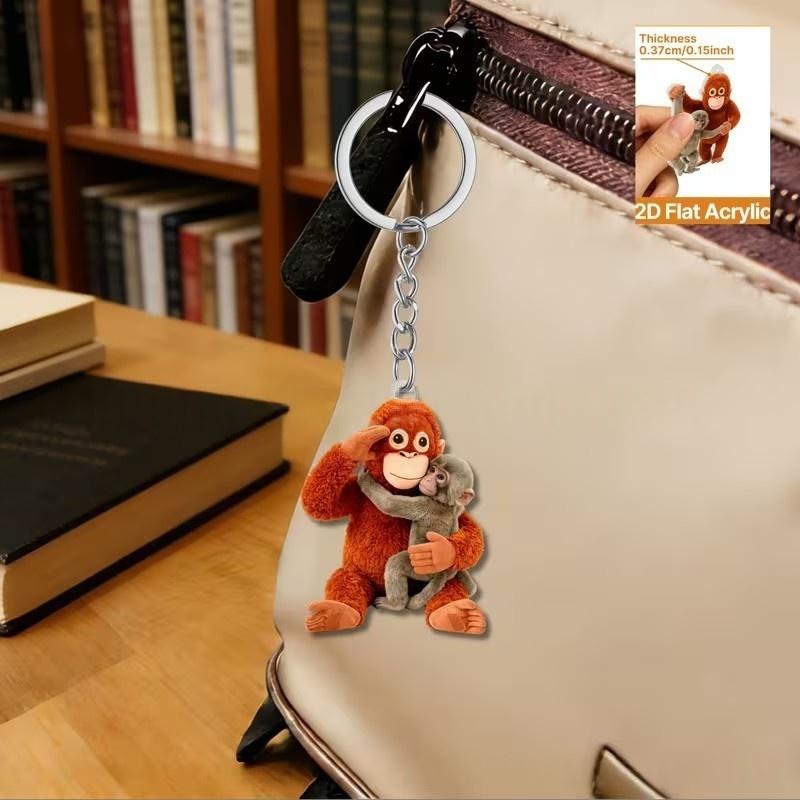 Cute Punch Monkey Acrylic Keychain Cute Animal Lover Key Ring Backpack Pendant Decoration Jewelry Fans Friends Gifts
