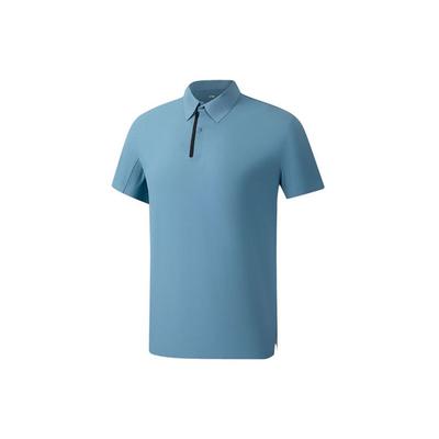 Serie de Fitness Li Ning Color Sólido Estampado de Logo Manga Corta Camisa Polo Hombre Camisas Polo Azul Índigo APLS033-3