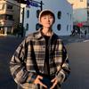 Amerikansk Retro Rutig Skjorta Herr Höst Koreansk Stil Outfit Trendigt Märke Tonårspar Långärmad Skjortjacka