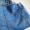 New Casual Denim Bag Women Large Capacity Shoulder Bag Letter Embroidery Denim Tote Bag