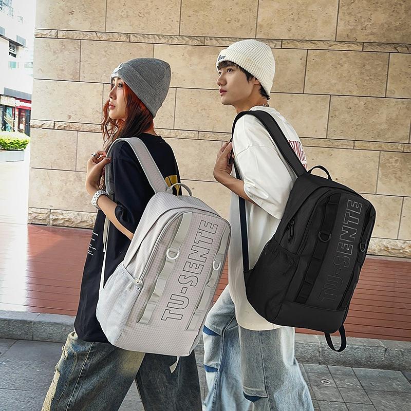 High value niche trendy cool letter backpack couple simple lightweight large capacity backpack
