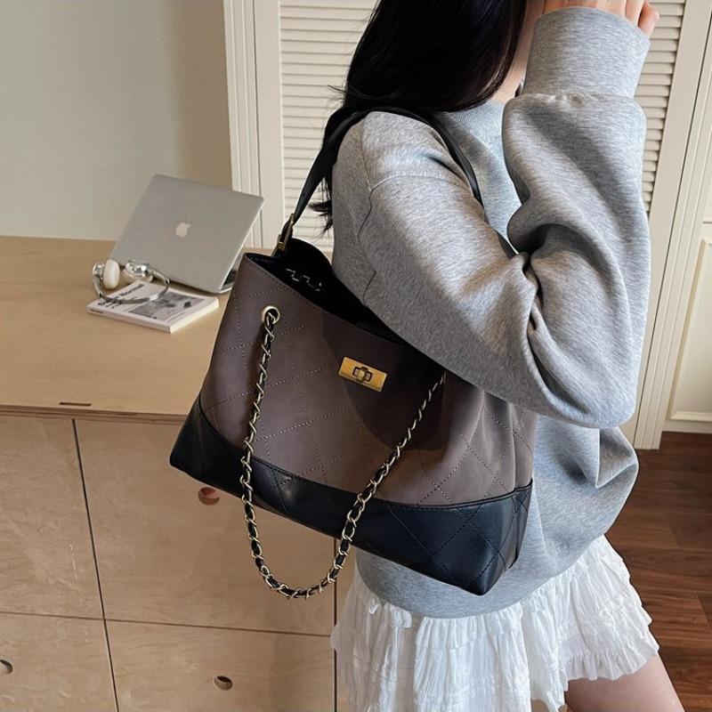 Rhombus Chain Bag Women's Large-capacity New Summer Leisure Niche Shoulder Messenger Bag Tote Bag