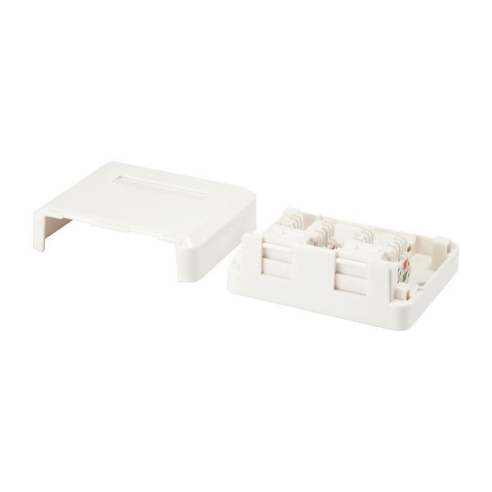 Boitier de prise de courant - EQUIP - 125124 - Blanc - 2 douilles - Cat.5e, Cat.6, Cat.6A