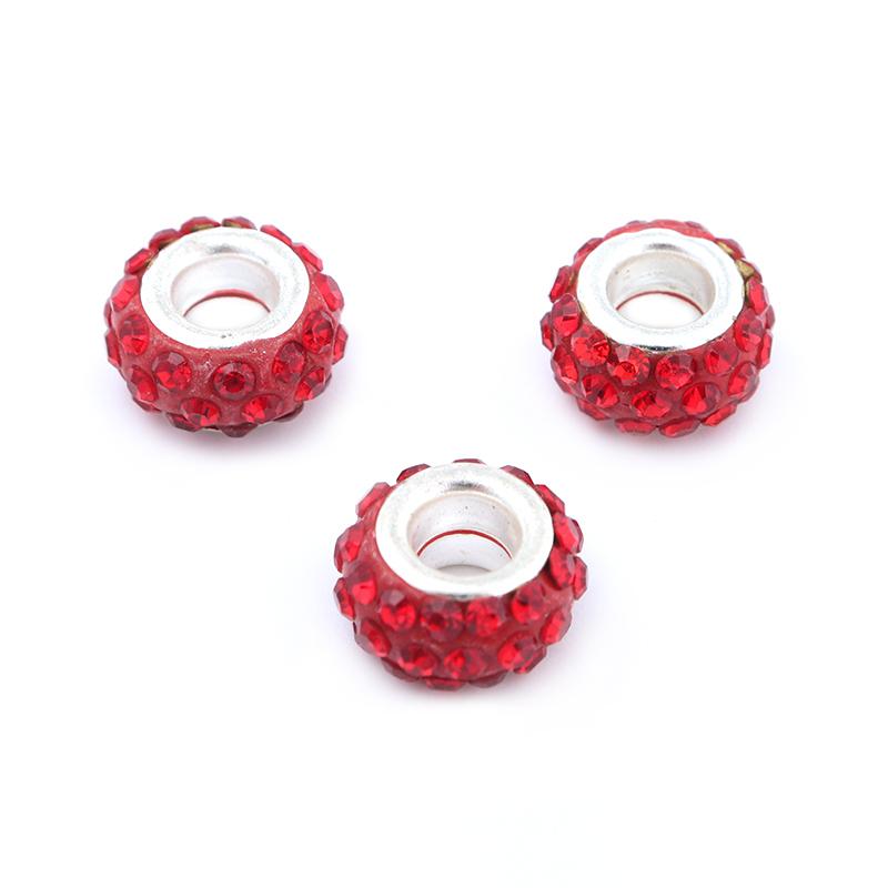 20pcs/Lot 11mm Clay Rhinestone Charm Beads for Jewelry Making Craft  Loose Spacer Beads Big Hole Beads DIY Bracelet Necklace