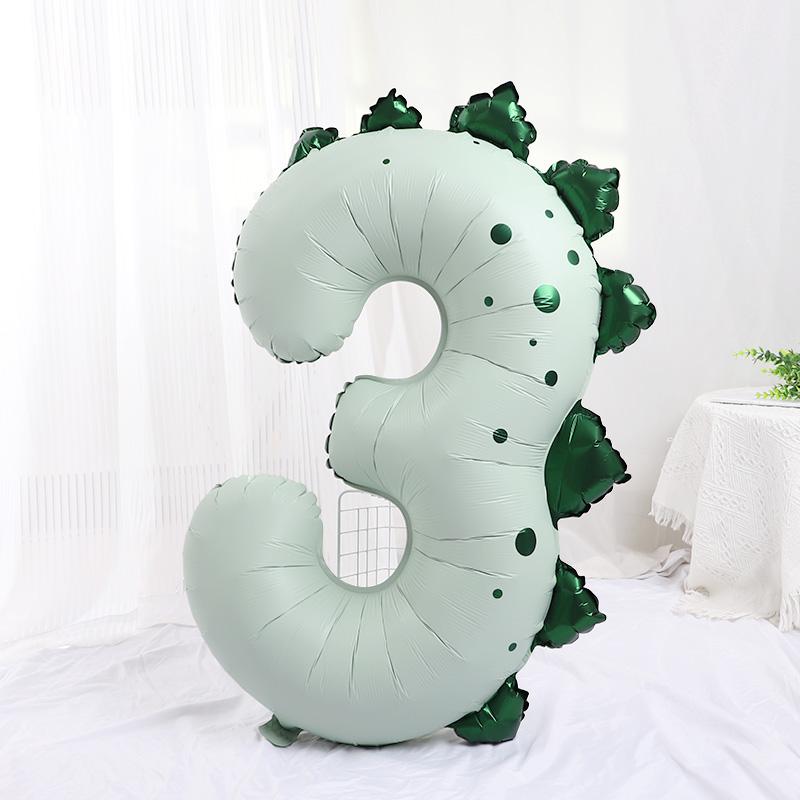 40Inch Giant Dinosaur Number Balloons Boy Girl Jungle Birthday Party Decoration Kids 1st Birthday Cartoon Foil Balloon Supplies