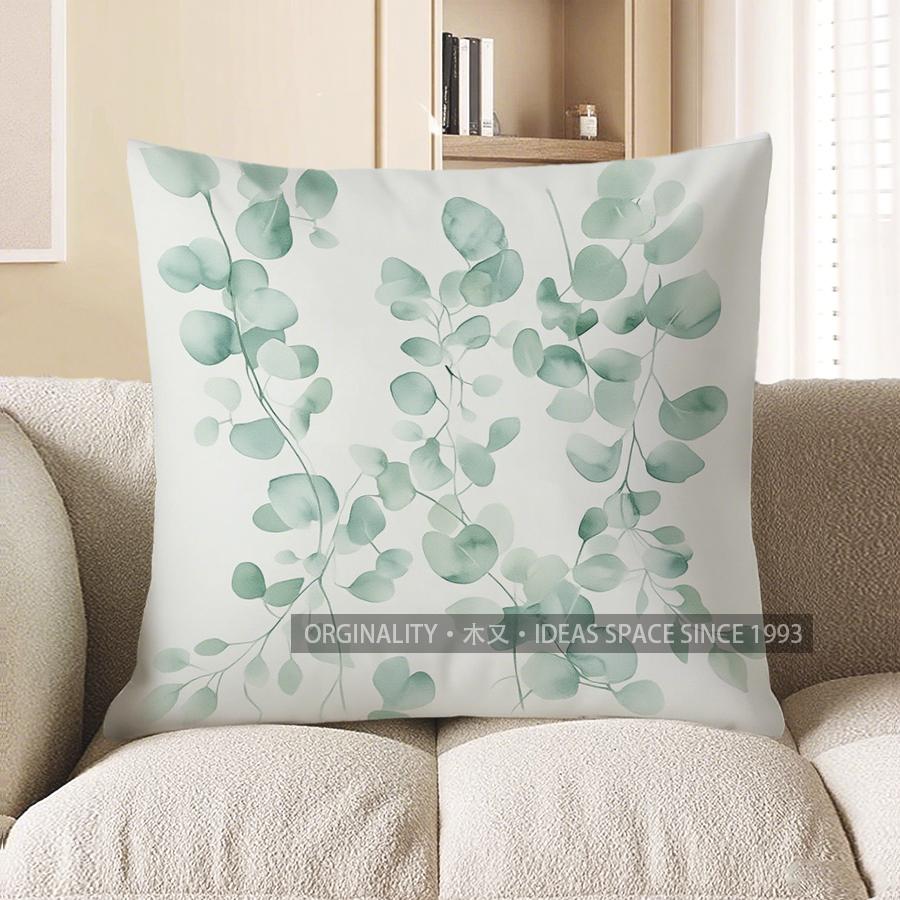 Home Decor Eucalyptus Leaf Pattern Throw Pillow For Home Pattern Cushion Cover Suitable For Sofa Bedroom Car Pillow Cover