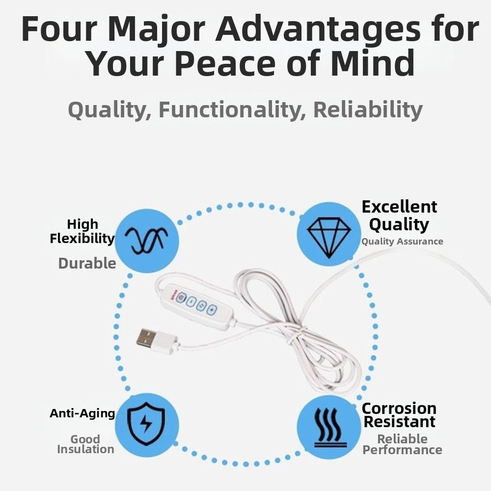 Brightness Adjustable LED Dimmer Cable Color Temperature Control Delay Off Function USB Dimmer Switch ON OFF Switch USB Powered