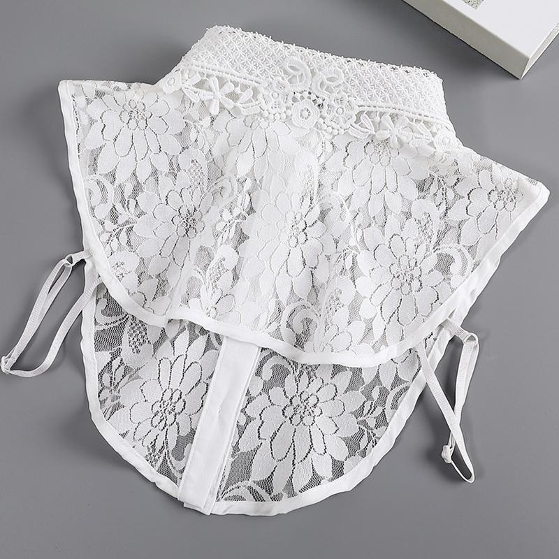 Módní květinová krajková falešná límeček pro dámské obleky Poloviční košile Krk odnímatelný límec Dámský falešný límec