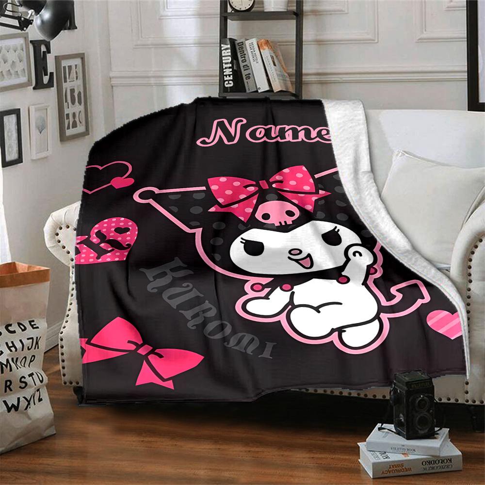 Customizable Kuromi2 Throw Blanket – Personalized Name, All-Season Cozy Snug Blanket, Machine Washable, Personalized Blanket