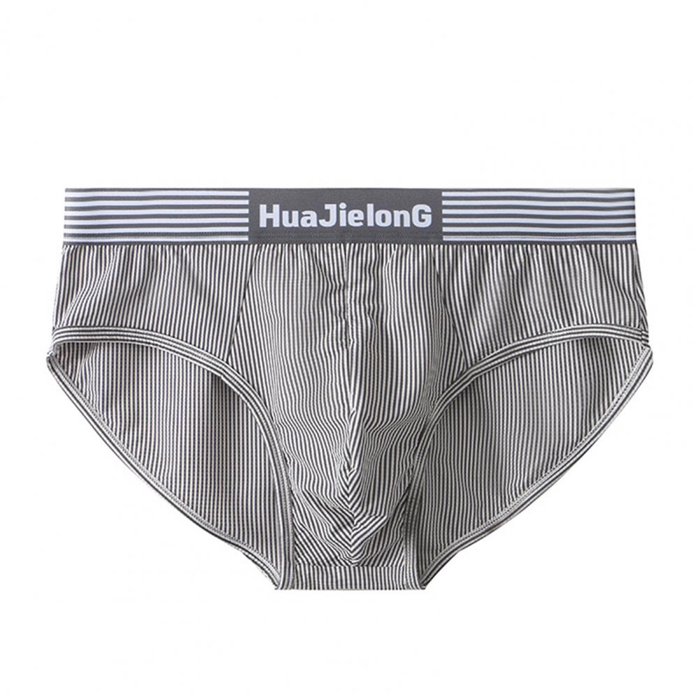

Удобные мужские трусы Мужские полосатые трусы в стиле пэчворк с U-образным выпуклым дизайном Широкий пояс Облегающее нижнее белье для комфорта M серый