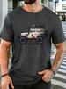 Unisex Red Tee Retro Outdoor Off Road Suv Car Graphic Print Short Sleeve Loose Casual Top For Adult Male Daily Street Wear Outfit
