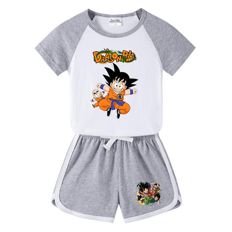 Kids' Summer Color Block Two-Piece Set: Baby Hot Pants & Short Sleeve T-Shirt Casual Outfit