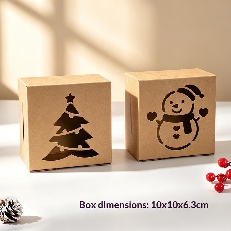 6Pcs Kraft Paper Christmas Gift Boxes 6 Assorted Hollow Carved Patterns For Holiday Gift Wrapping Party Favors Decor