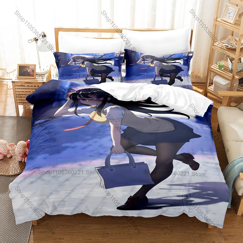 3 In 1 Sakurajima Mai Themed Bedding Set Cute Actress Design Breathable Fabric Bedroom Gift Print Stylish Home Decor