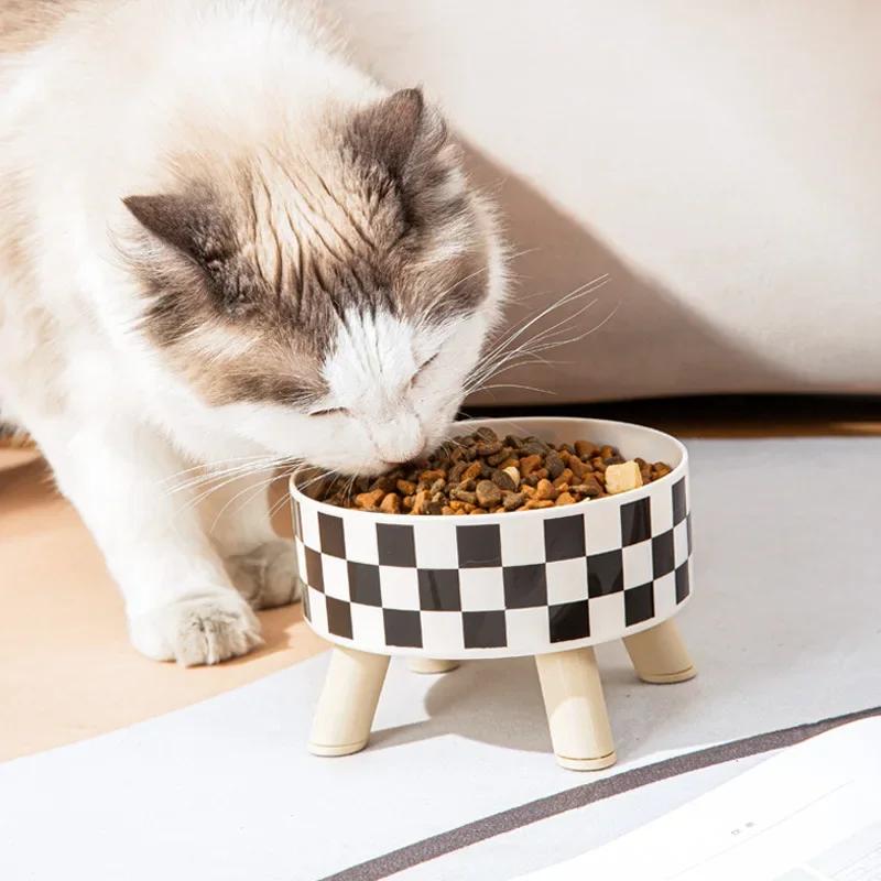 Stainless Steel Dog Bowl, Anti-knock Pet , Plastic Cat Bowl, High-footed Neck Dog Rice Bowl, Large-capacity Cat Food