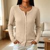 Top Cárdigan de Manga Larga Acanalado Cepillado de Color para Mujer para Uso Casual en Otoño Invierno