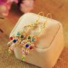 Women Bohemian Retro Peacock Eardrop Pendant Rhinestone Big Dangle Drop Earrings