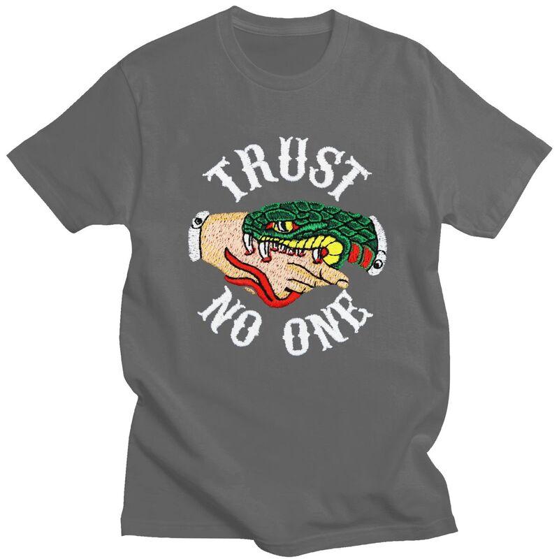 Custom Trust No One T Shirts for Men 100 Cotton Tees Tshirts ShortSleeve Fashion Tshirt