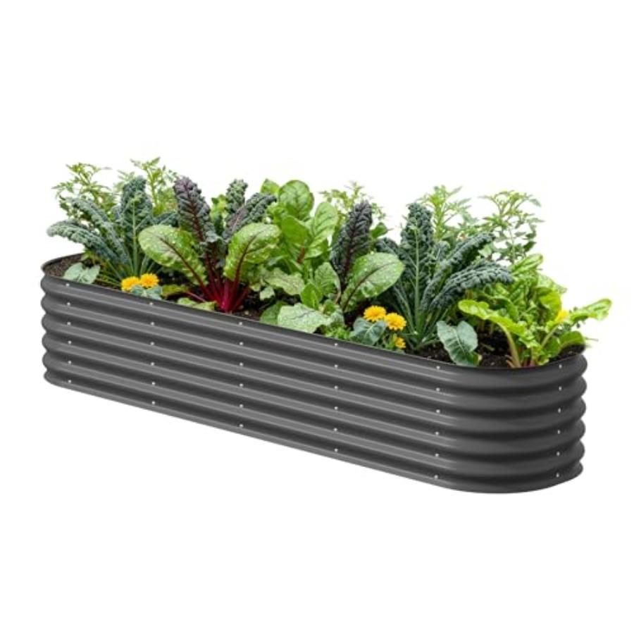 

Raised Garden Bed Kits 17 Tall 9 in 1 8ft X 2ft Metal Raised Planter Bed for Vegetables Flowers Ground Planter Box Modern Gray United States