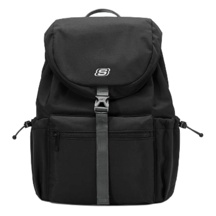 Skechers 16L Fashion Design Daily Commuting Versatile Fabric Backpack Medium Unisex backpack Carbon-Black L425U054-0018 Carbon Black