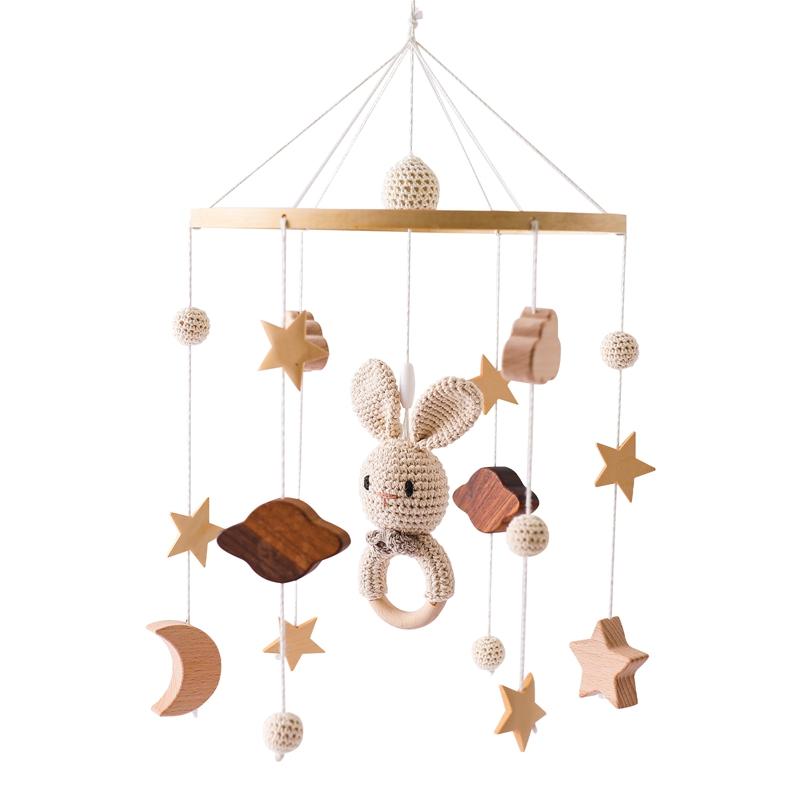 For Baby Rattle Toy 0-12 Months Wooden Mobile On The Bed Wborn Music Box Bed Bell Hanging Toys Holder Bracket Infant Crib Boy Toys