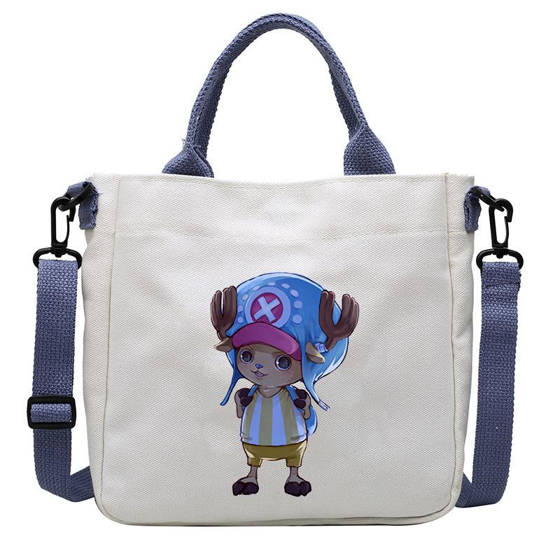 One Piece Canvas Bags Luffy Cartoon Anime Figures Print Shoulder Bag Outdoor Large Capacity Trendy Crossbody Handbag Gifts Poseable Articulated Scale
