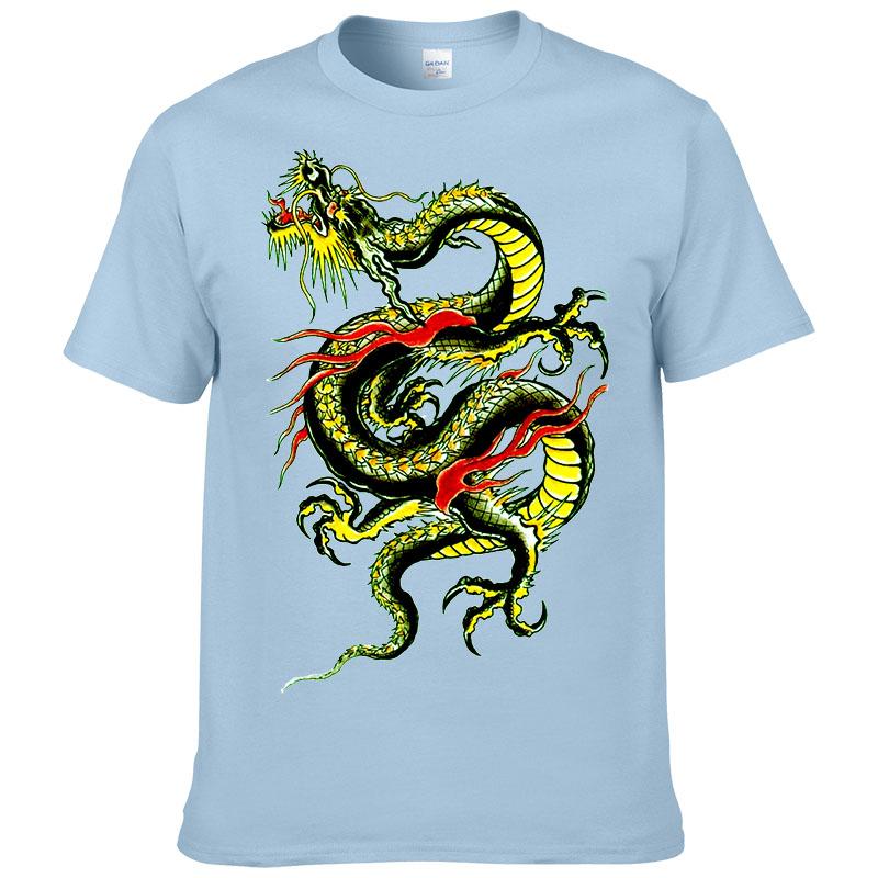 Streetwear Kurzarm T-Shirt Herren Sommer Baumwolle Druck Drachen T-Shirt Mode Lässig Harajuku Kleidung Kleidung F195