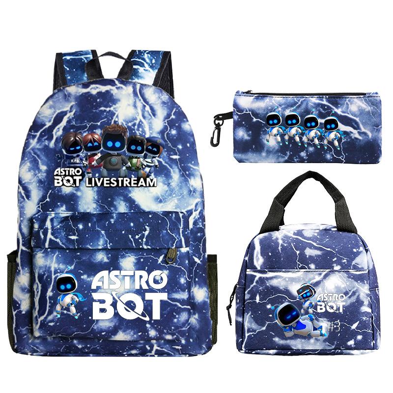 Game Astro bot peripheral printing fashion primary and secondary school students schoolbag three-piece set multi-function large capacity