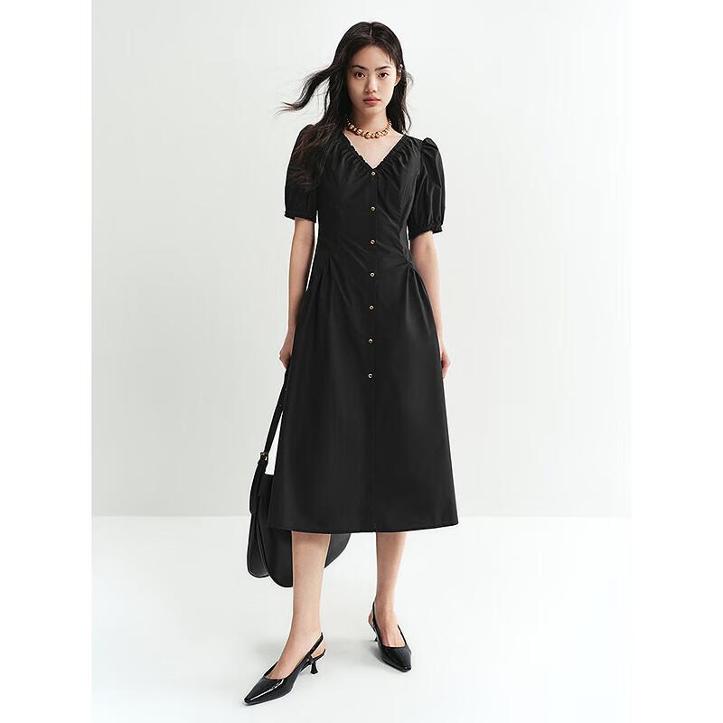 

Женское миди-платье с V-образным вырезом и рукавами-буфами от PEACEBIRD M